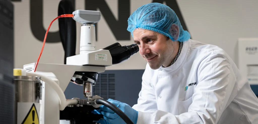 Scientist undertaking freeze drying microscopy